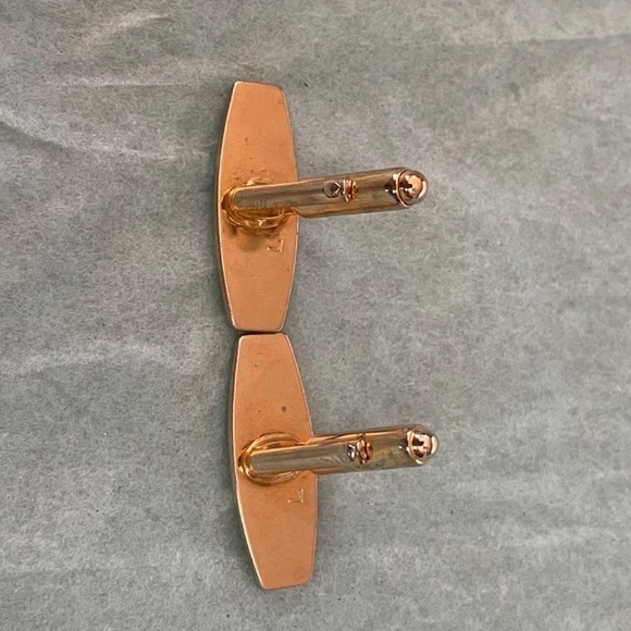 VTG Anson Cuff Links Tie Bar  Goldtone Coloring Clear Center Stone Art Nouveau - Picture 4 of 8